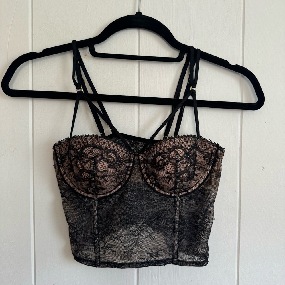 Victoria's Secret Black Lace Bustier 34B